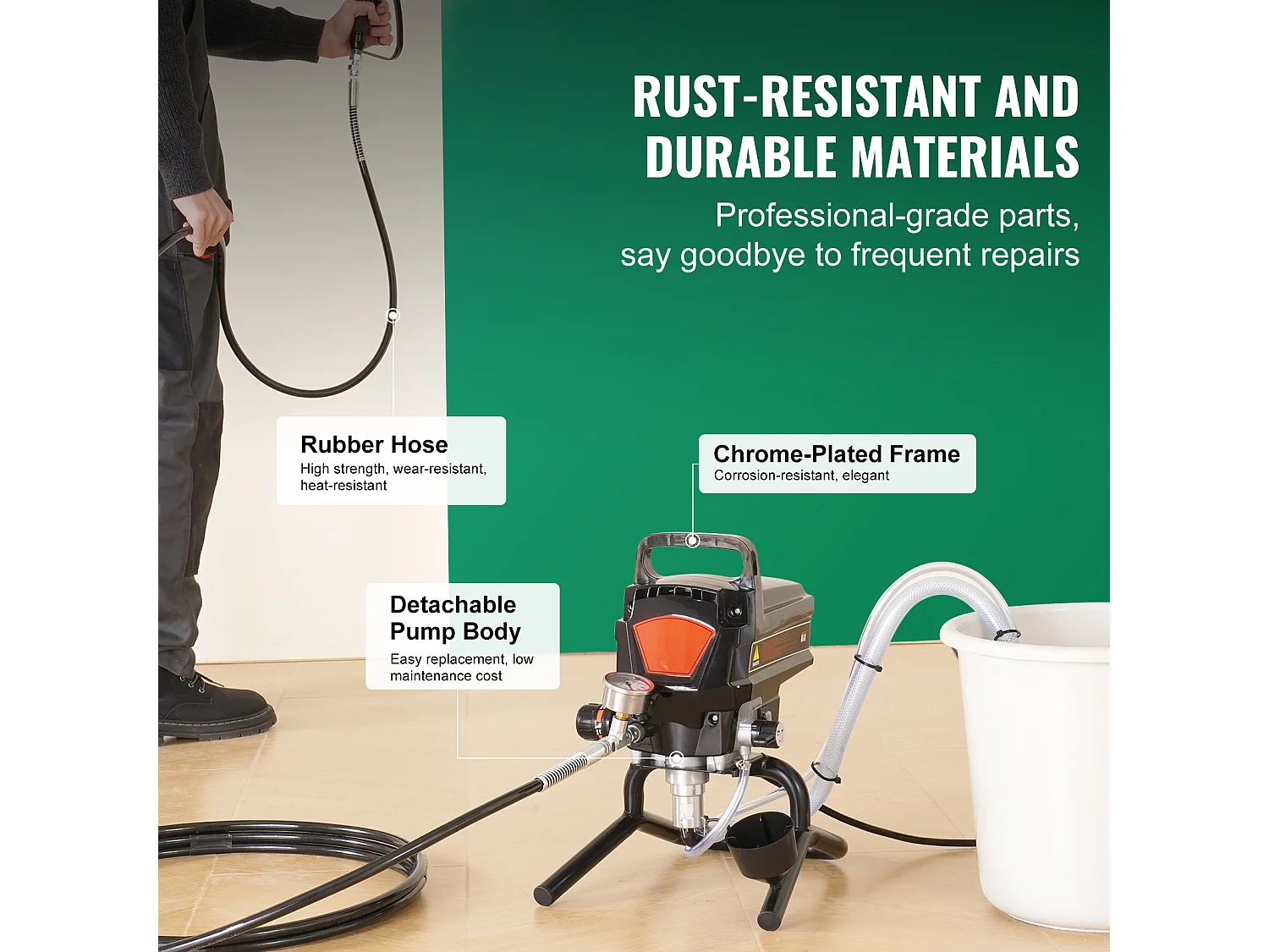 Pulvérisateur de Peinture Sans Air Sur Pied SucceBuy, Pulvérisateur Électrique Portatif 950 W 3000 PSI