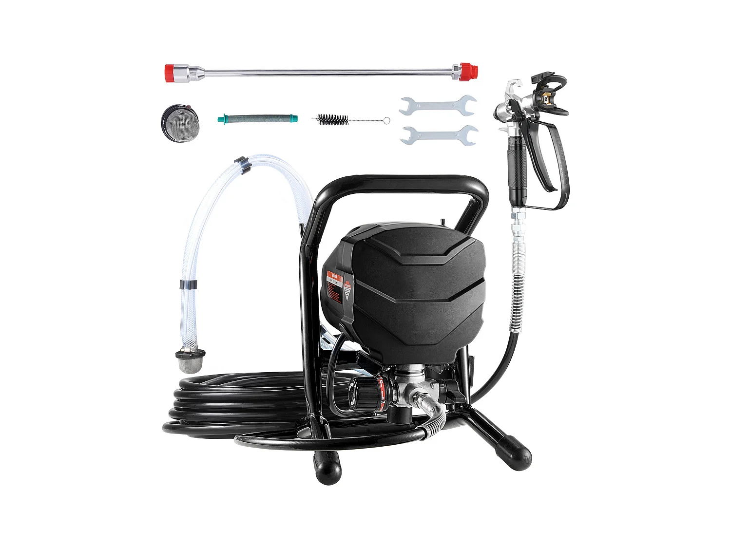 Pulvérisateur de Peinture Sans Air Sur Pied SucceBuy 650 W 3000 psi avec Kits d'Usage Domestique
