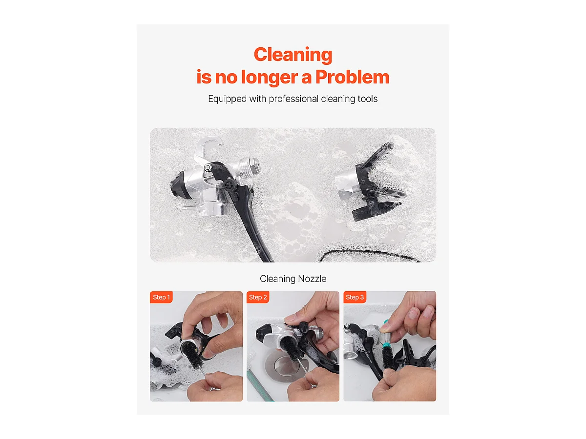 Pulvérisateur de Peinture Sans Air Sur Pied SucceBuy 650 W 3000 psi avec Kits d'Usage Domestique