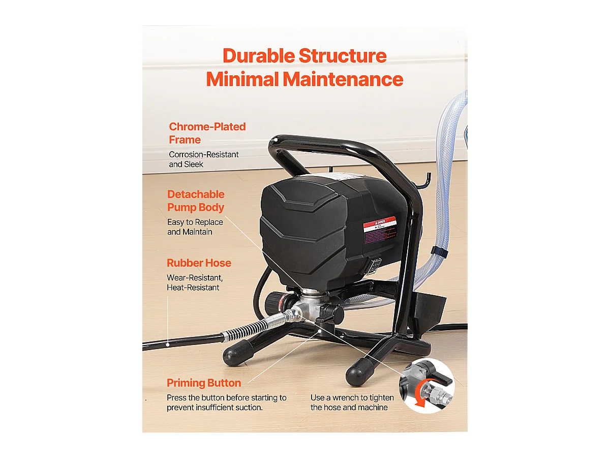 Pulvérisateur de Peinture Sans Air Sur Pied SucceBuy 650 W 3000 psi avec Kits d'Usage Domestique