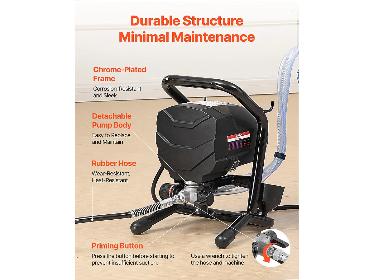 Pulvérisateur de Peinture Sans Air Sur Pied SucceBuy 650 W 3000 psi avec Kits d'Usage Domestique