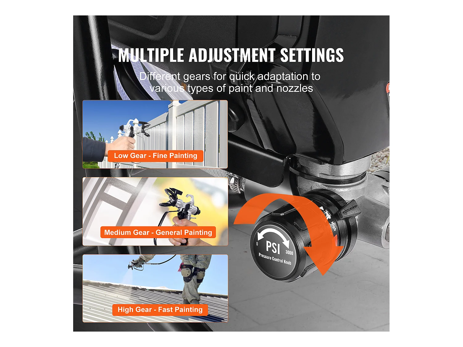 Pulvérisateur de Peinture Sans Air Sur Pied SucceBuy, Pulvérisateur Électrique Portatif 750 W 3000 PSI
