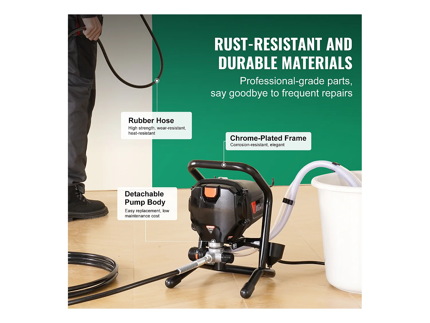 Pulvérisateur de Peinture Sans Air Sur Pied SucceBuy, Pulvérisateur Électrique Portatif 750 W 3000 PSI