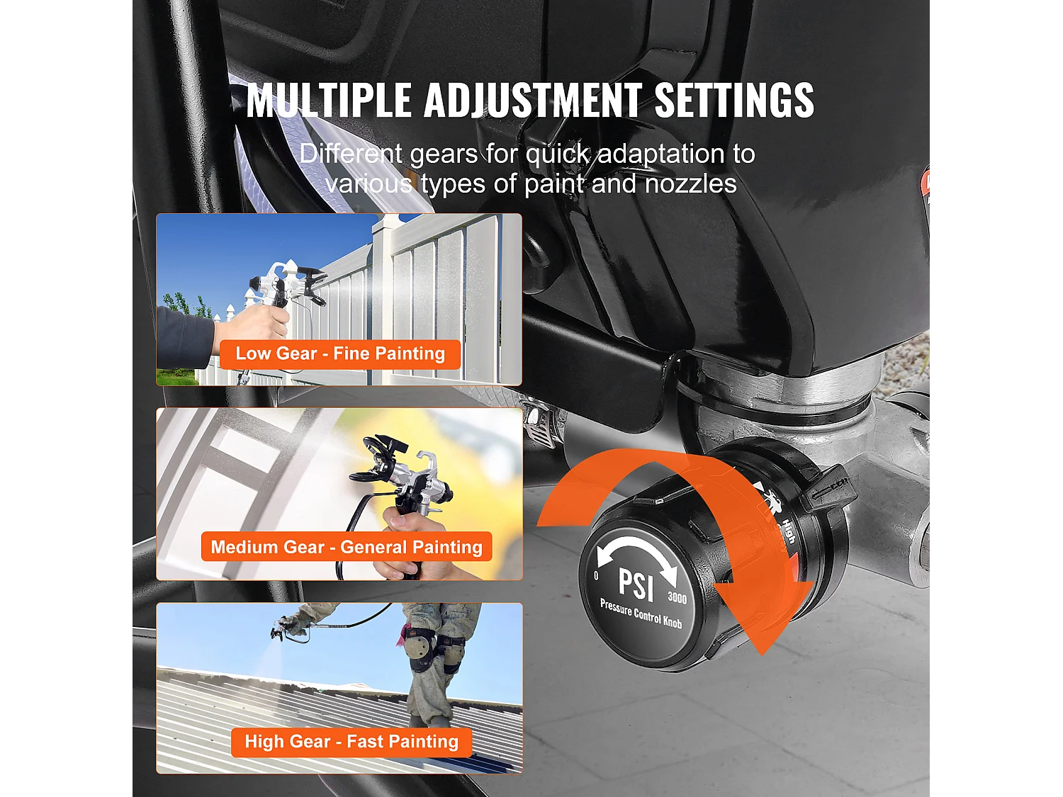 Pulvérisateur de Peinture Sans Air Sur Pied SucceBuy, Pulvérisateur Électrique Portatif 750 W 3000 PSI