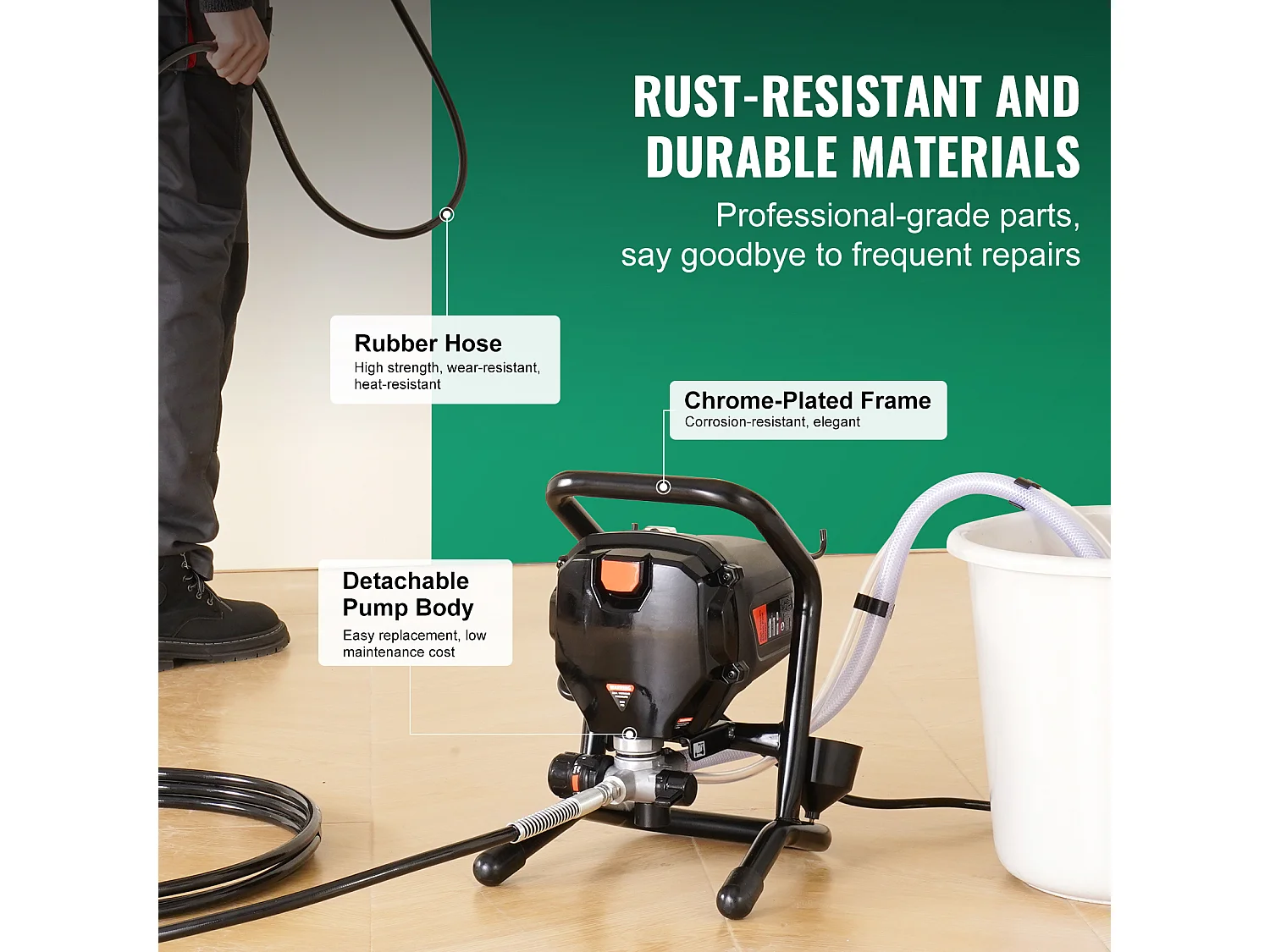 Pulvérisateur de Peinture Sans Air Sur Pied SucceBuy, Pulvérisateur Électrique Portatif 750 W 3000 PSI