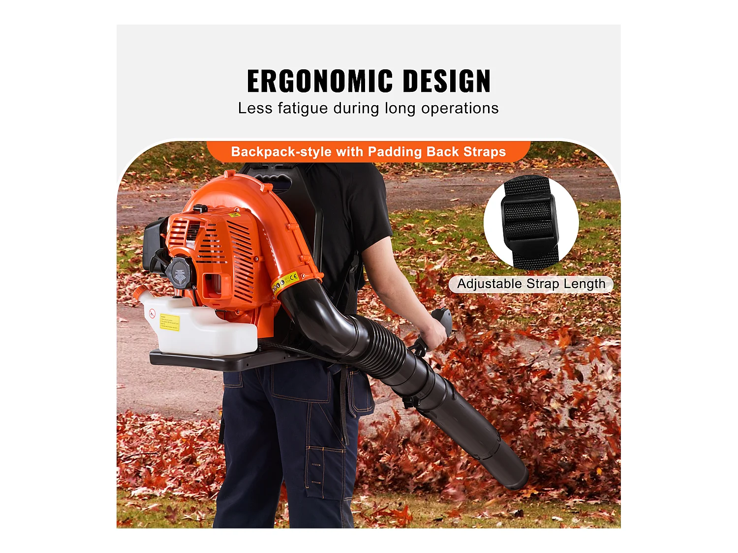 Soffiatore a Zaino SucceBuy 79CC a 2 Tempi, Volume D'aria 930 CFM, Velocità 184 MPH