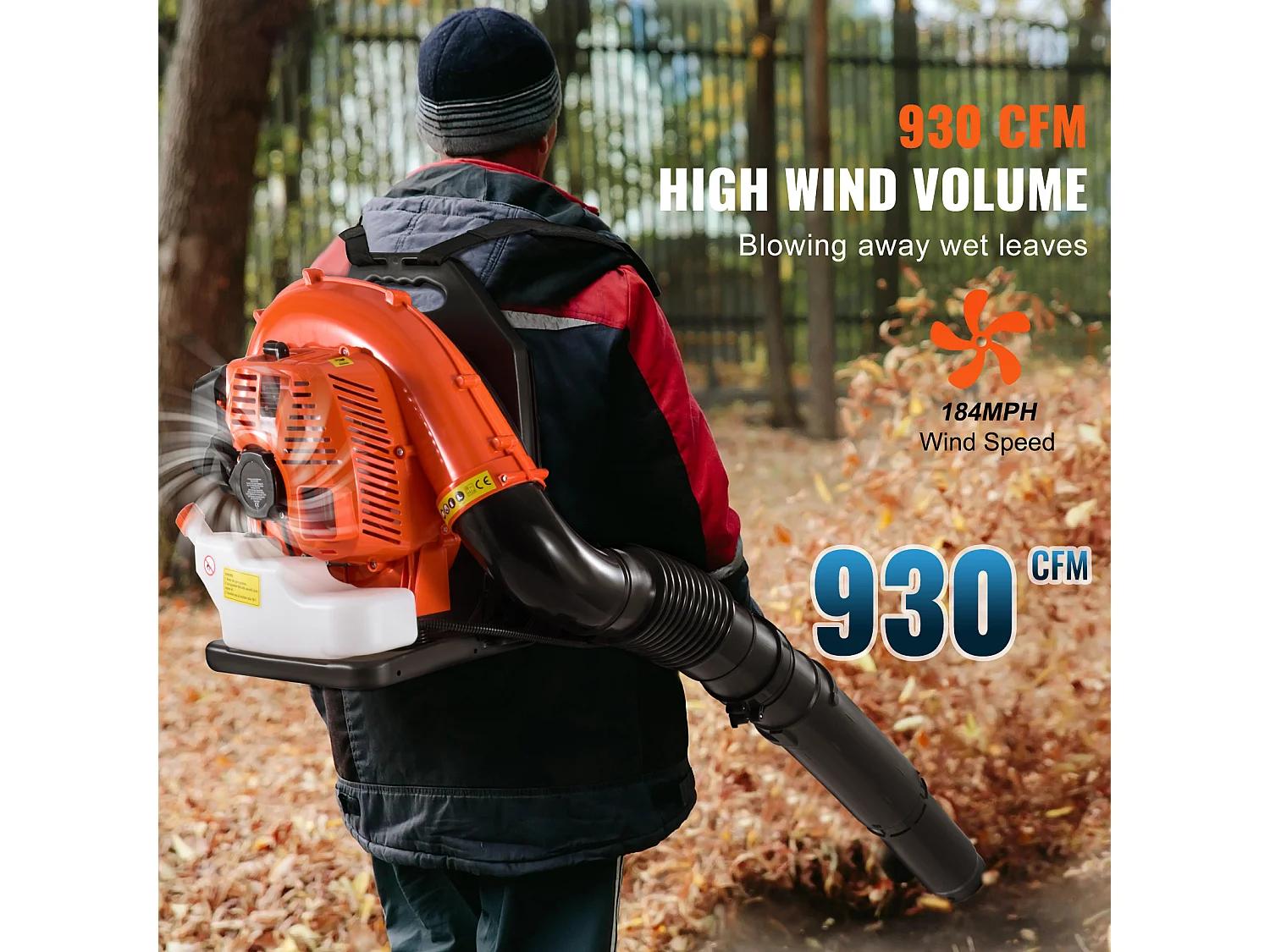 Hecht jardin SucceBuy Souffleur à Dos à Essence à 2 Temps 79CC, Volume D'air de 930 CFM, Vitesse de 184 MPH