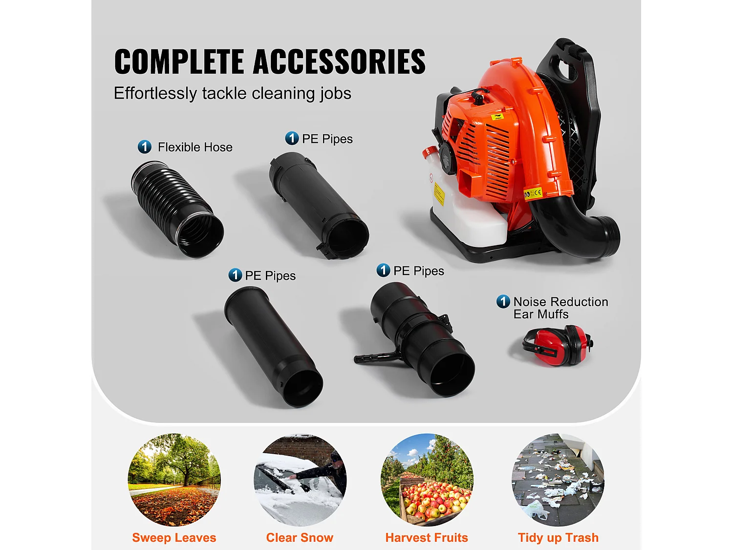 Hecht jardin SucceBuy Souffleur à Dos à Essence à 2 Temps 79CC, Volume D'air de 930 CFM, Vitesse de 184 MPH