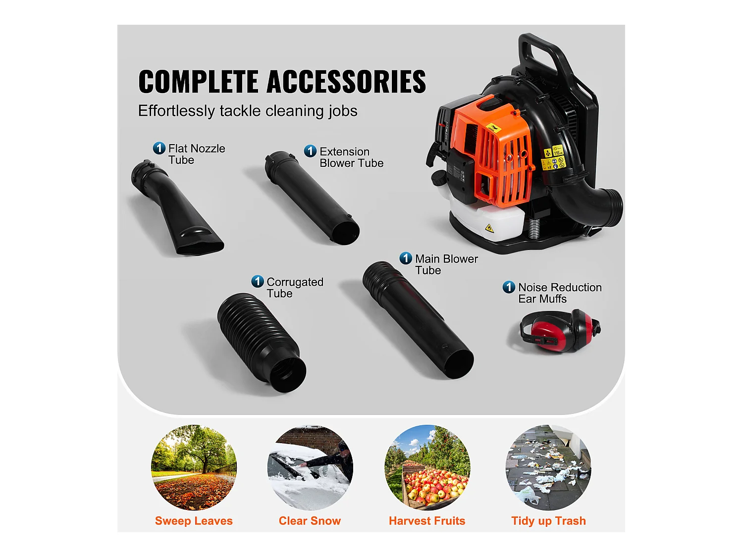 Hecht jardin SucceBuy Souffleur à Dos à Essence à 2 Temps 63CC, Volume D'air de 1110 Pi3/Min