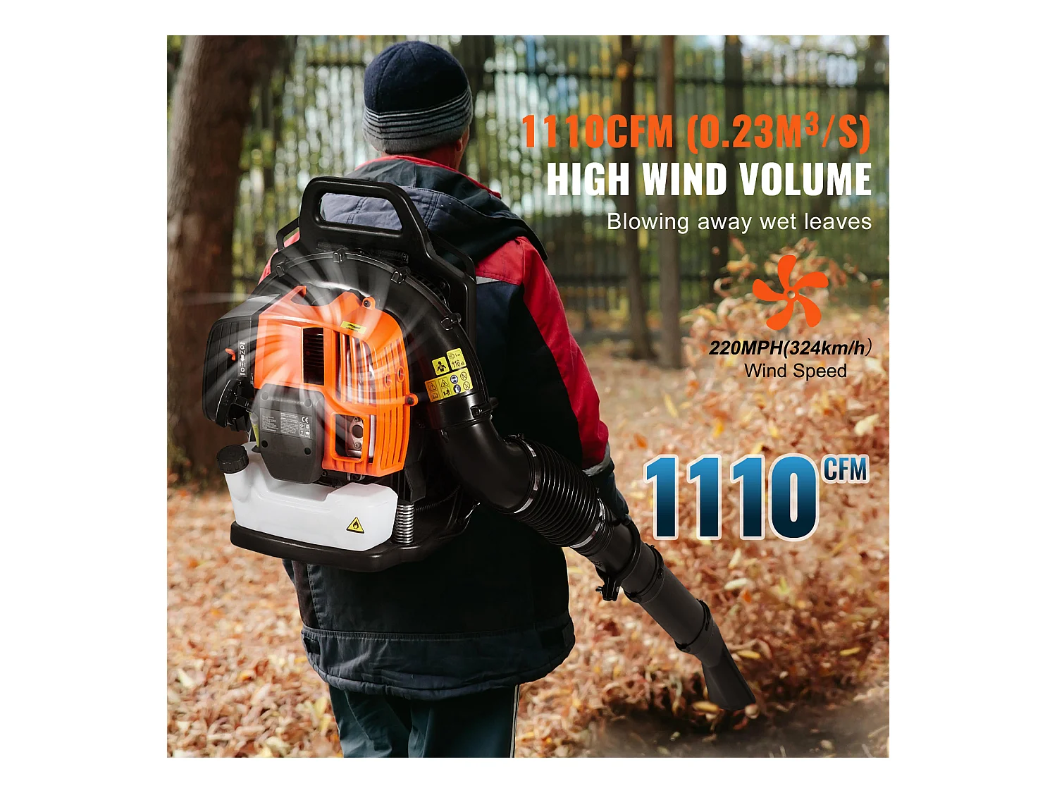 Hecht jardin SucceBuy Souffleur à Dos à Essence à 2 Temps 63CC, Volume D'air de 1110 Pi3/Min