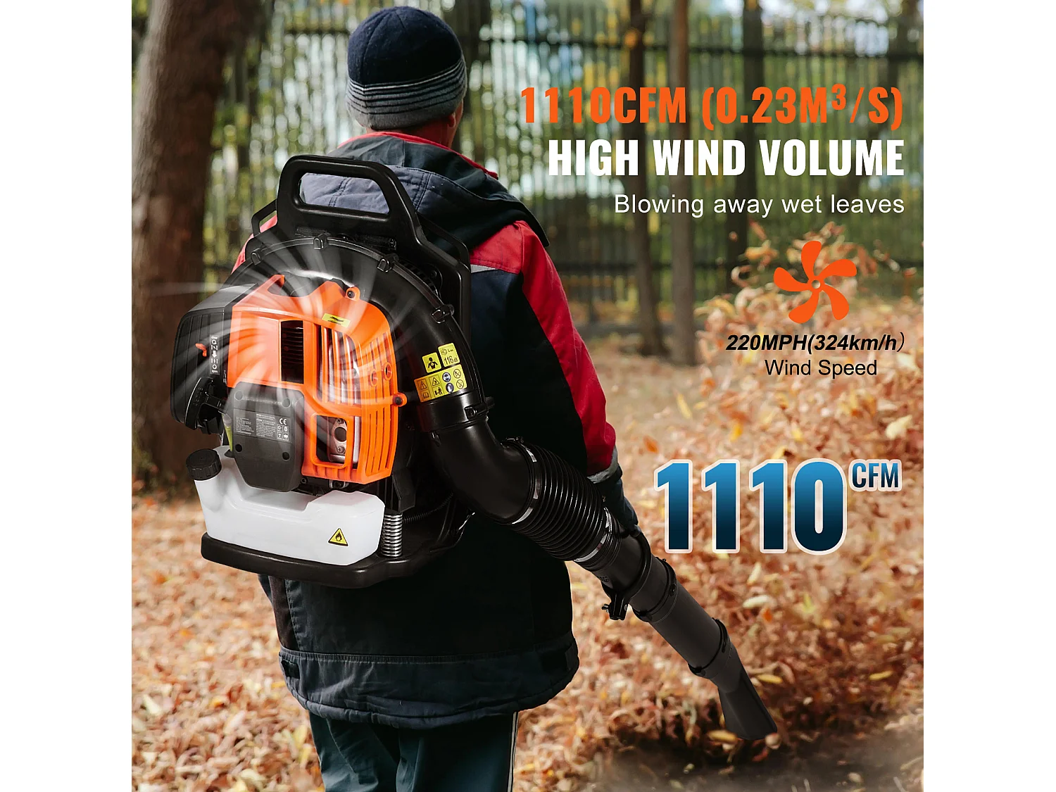 Hecht jardin SucceBuy Souffleur à Dos à Essence à 2 Temps 63CC, Volume D'air de 1110 Pi3/Min