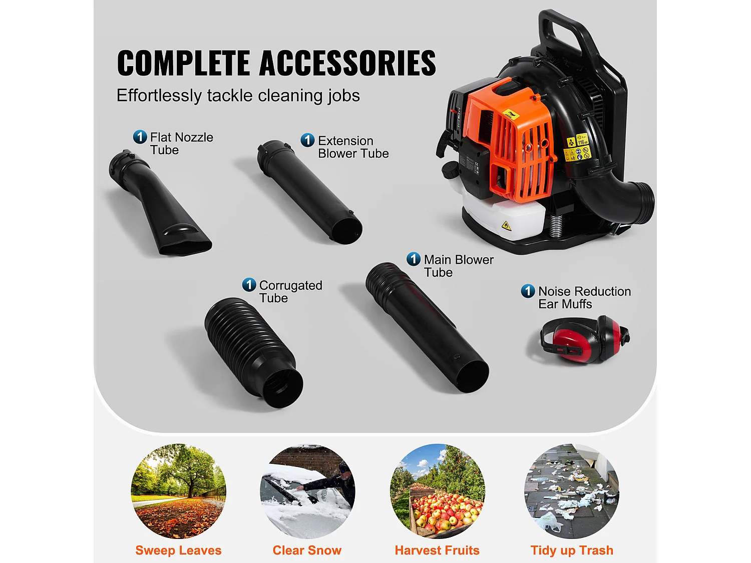 Hecht jardin SucceBuy Souffleur à Dos à Essence à 2 Temps 63CC, Volume D'air de 1110 Pi3/Min