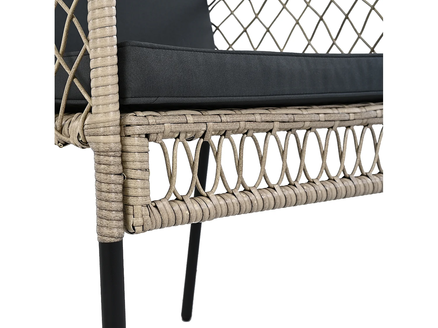 Ensemble de table et chaises de salle à manger d'extérieur 5 pièces , plateau de table en bois d'acacia massif, chaises enveloppées de rotin PE