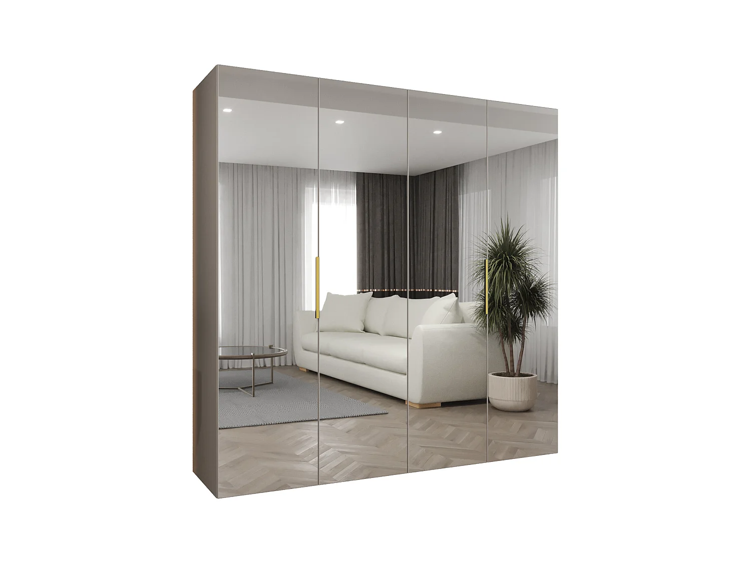 Armario Marbella 3 con puertas batientes  202/200/52 4 puertas (cachemira/dorado)