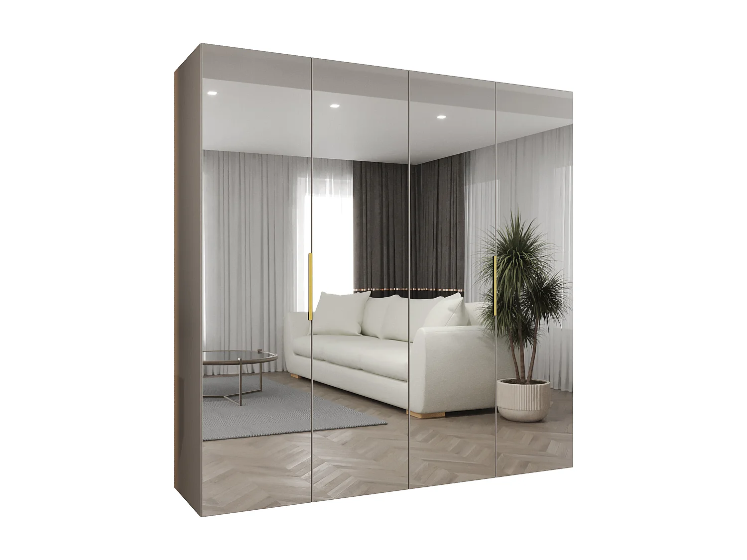 Armoire à portes battantes Marbella 3 202/200/52 4 portes (cachemire/doré)