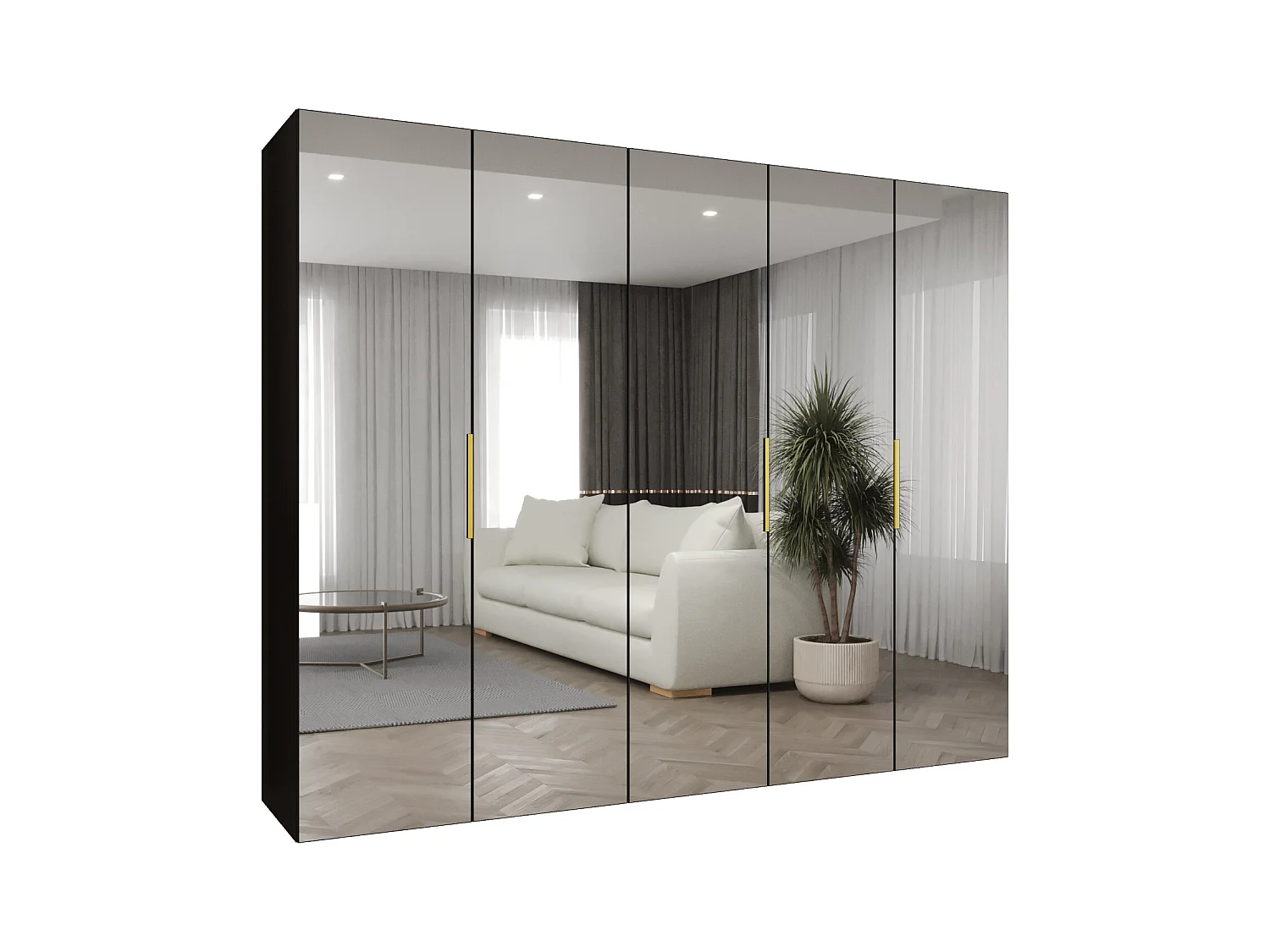Armoire à portes battantes Marbella 3 202/250/52 5 portes (noir/doré)