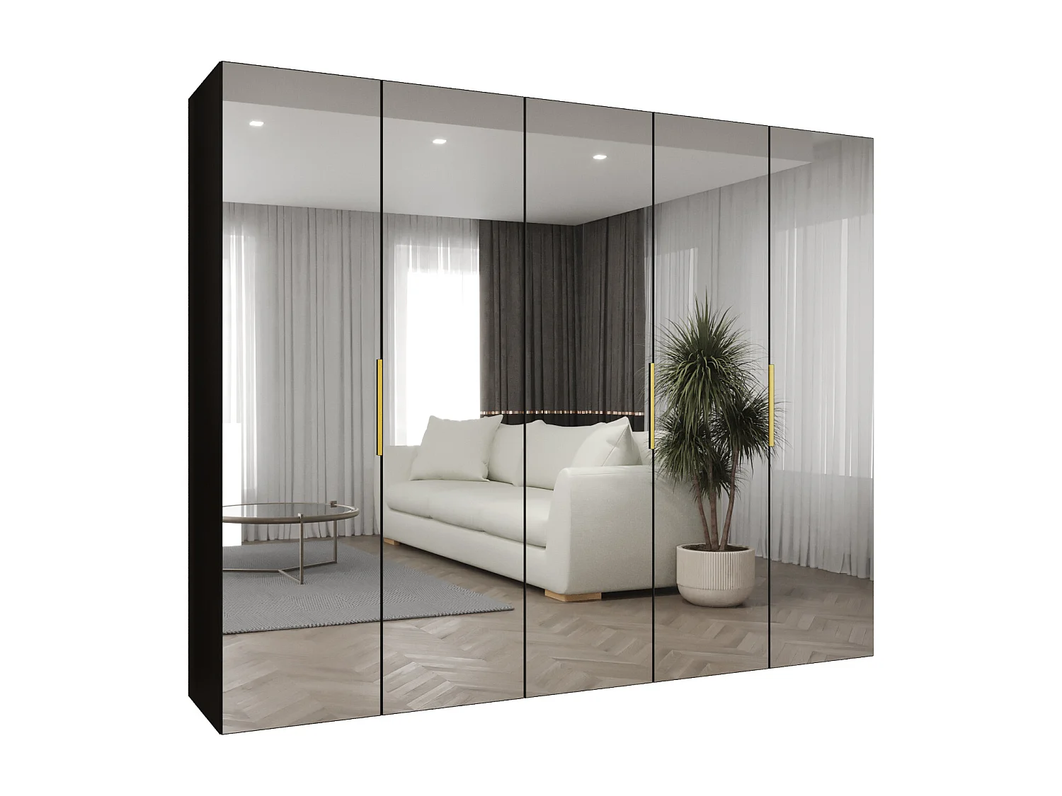 Armoire à portes battantes Marbella 3 202/250/52 5 portes (noir/doré)