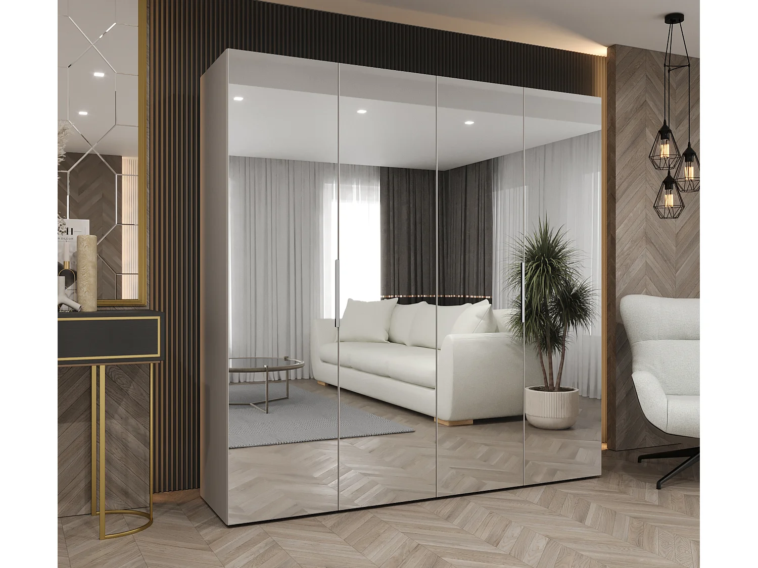 Armoire à portes battantes Marbella 3 202/200/52 4 portes (cachemire/cachemire)