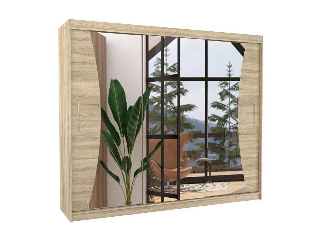 Armadio Enzo (250cm)/ante scorrevoli/specchio/Sonoma