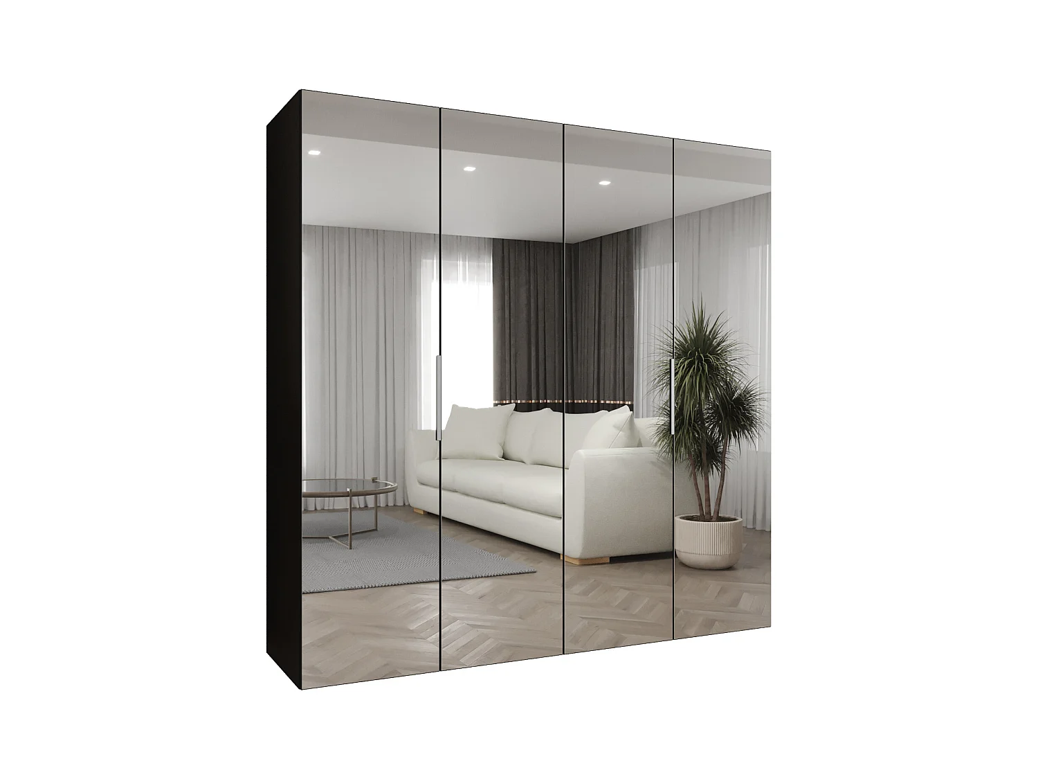 Drehtürenschrank Marbella 3 202/200/52 4-türig (Schwarz|Kaschmir)