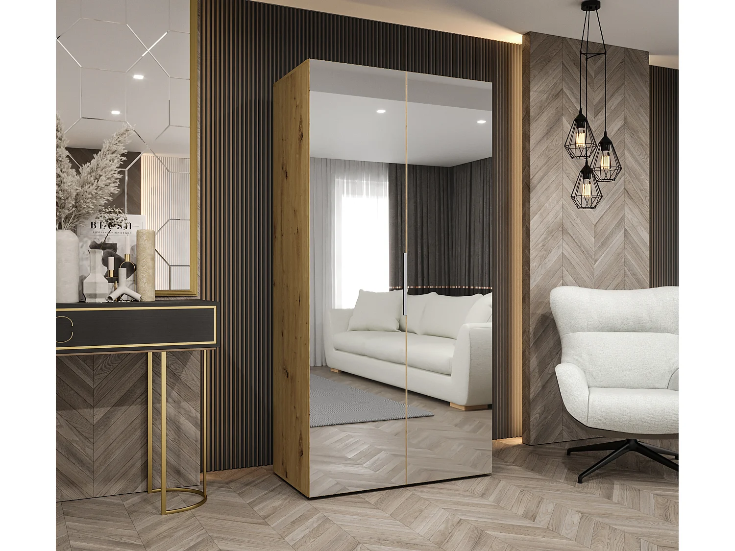 Armoire à portes battantes Marbella 3 202/100/52 2 portes (artisan/cachemire)