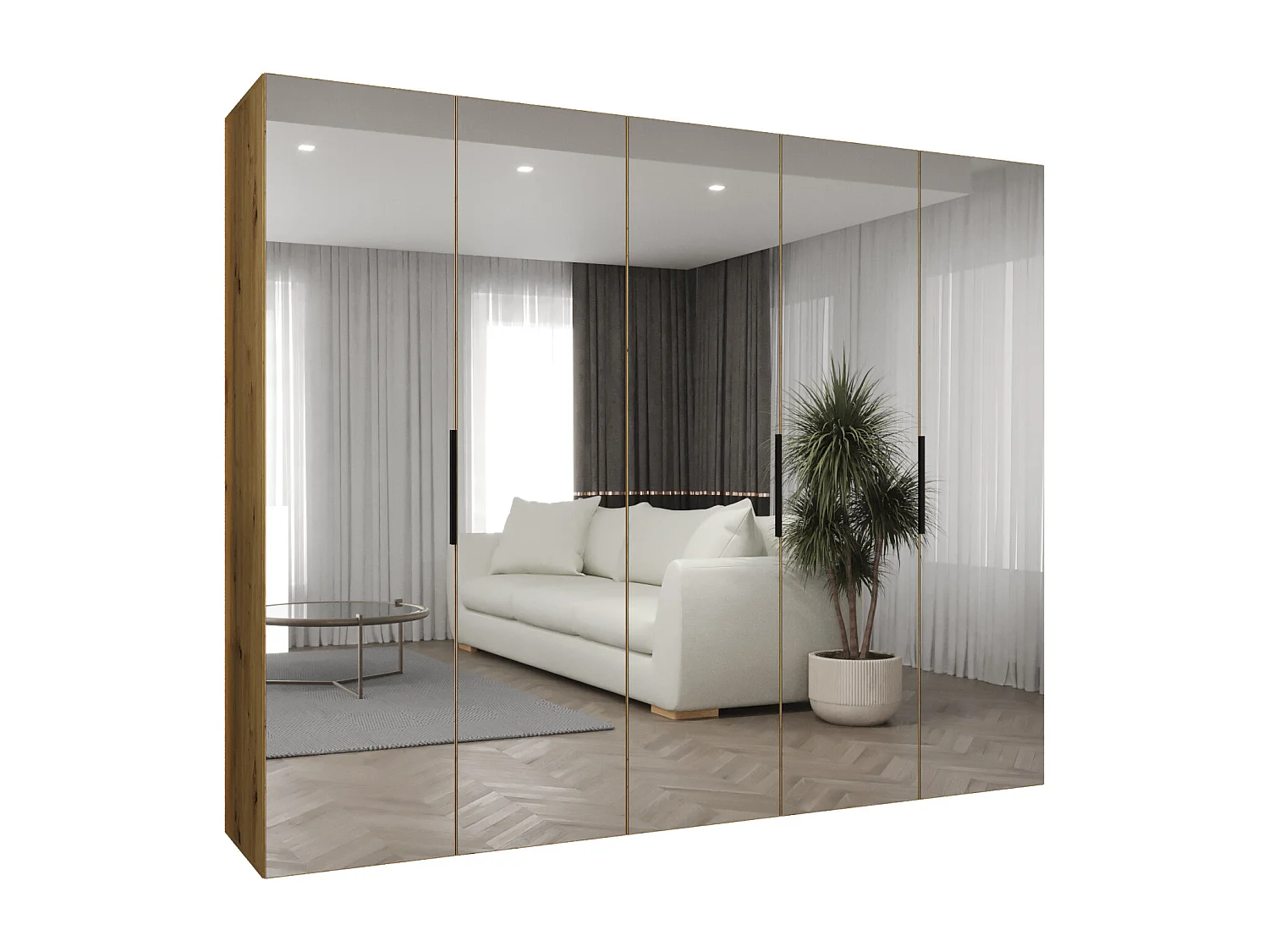 Armoire à portes battantes Marbella 3 202/250/52 5 portes (artisan/noir)