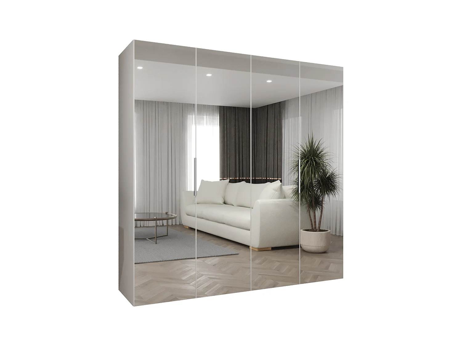 Drehtürenschrank Marbella 3 202/200/52 4-türig (Weiß|Kaschmir)