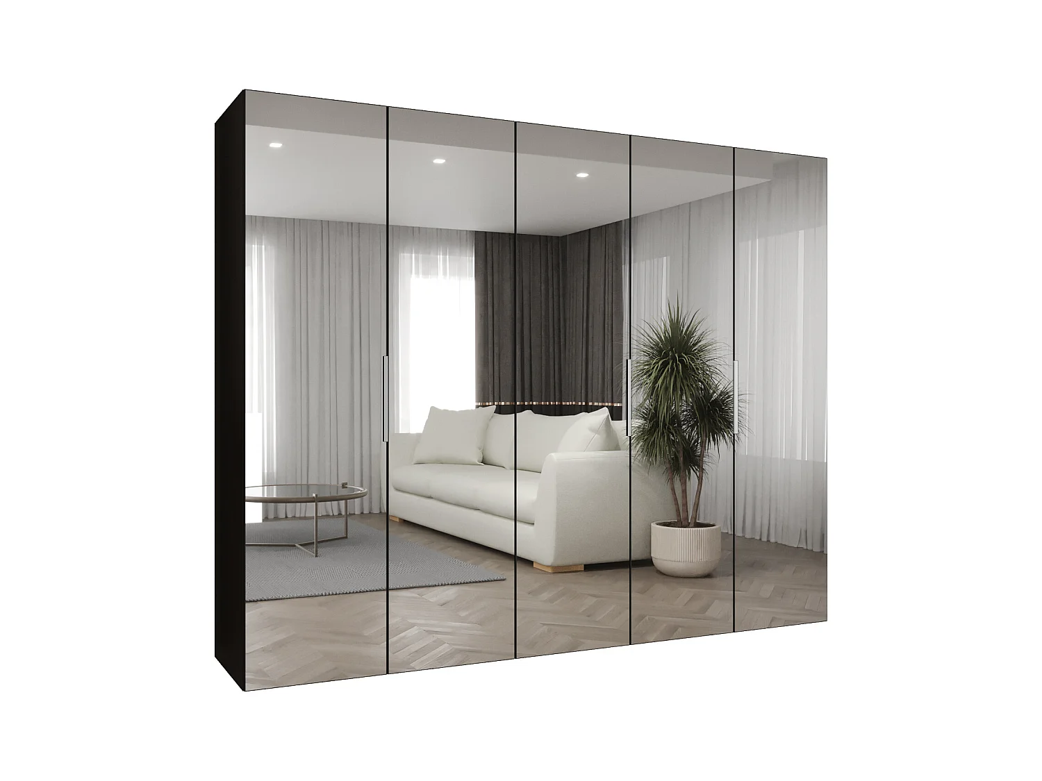 Armoire à portes battantes Marbella 3 202/250/52 5 portes (noir/cachemire)