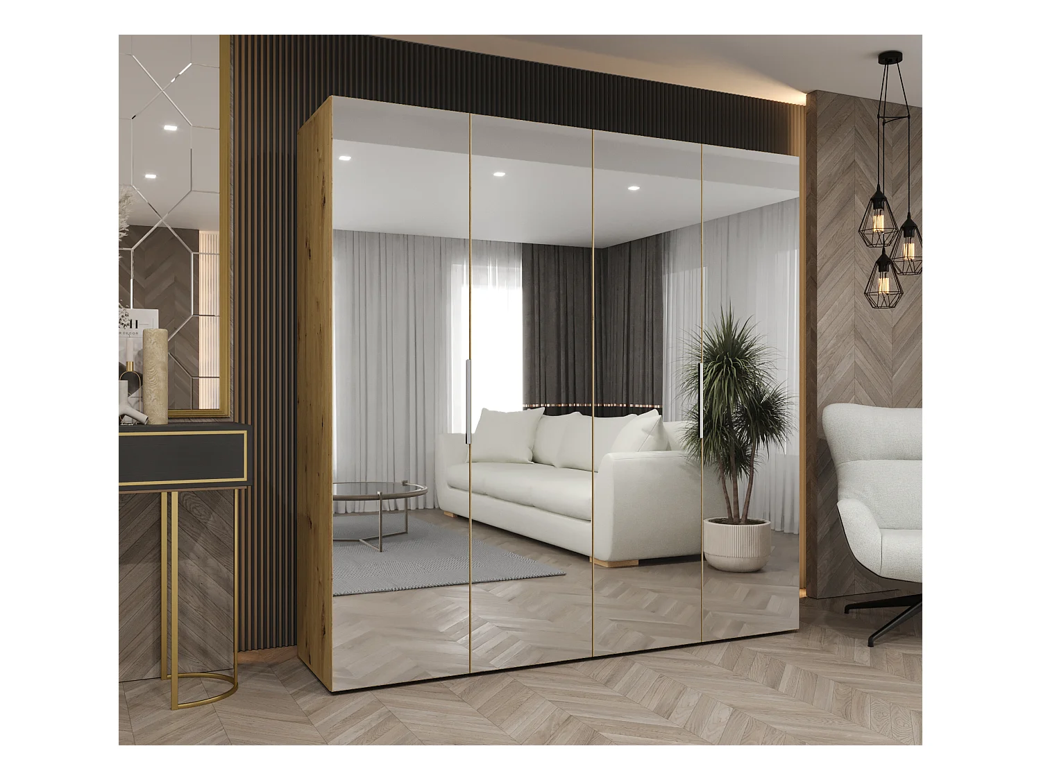 Armoire à portes battantes Marbella 3 202/200/52 4 portes (artisan/cachemire)