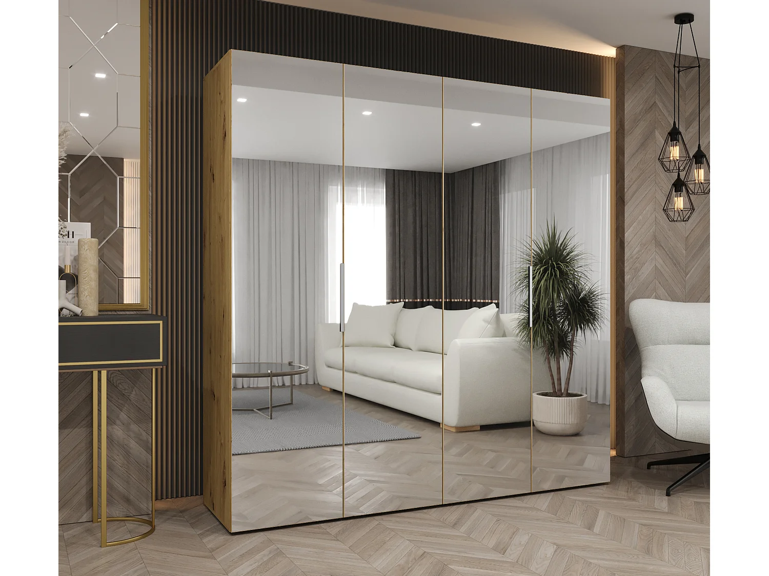 Armoire à portes battantes Marbella 3 202/200/52 4 portes (artisan/cachemire)