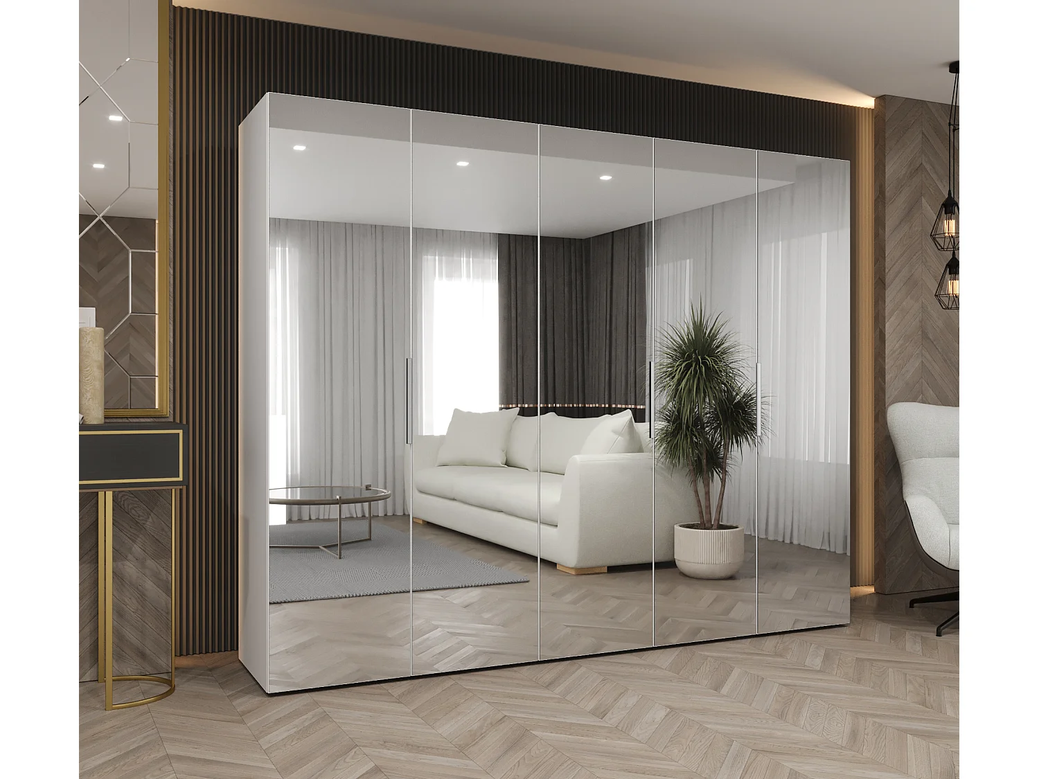 Armadio Marbella 3 con ante battenti 202/250/52 5 ante (bianco/cachemire)