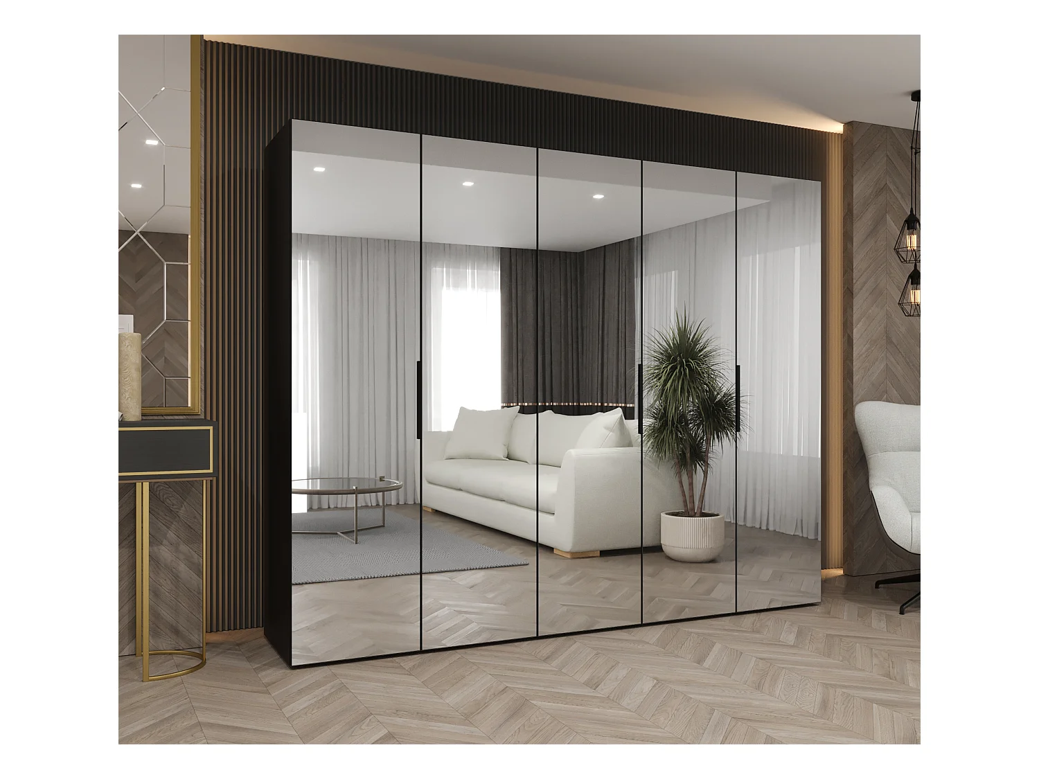 Armoire à portes battantes Marbella 3 202/250/52 5 portes (noir/noir)