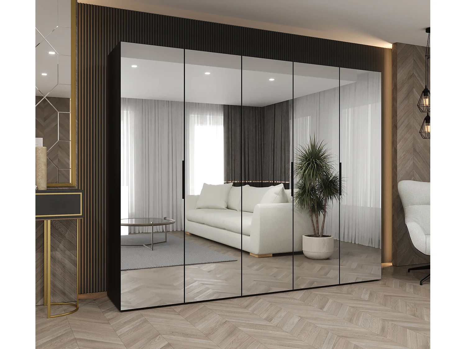 Armoire à portes battantes Marbella 3 202/250/52 5 portes (noir/noir)