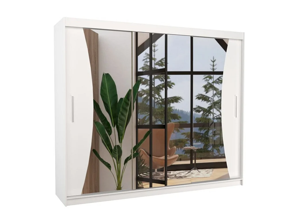 Armadio Enzo (250cm)/ante scorrevoli/specchio/Bianco