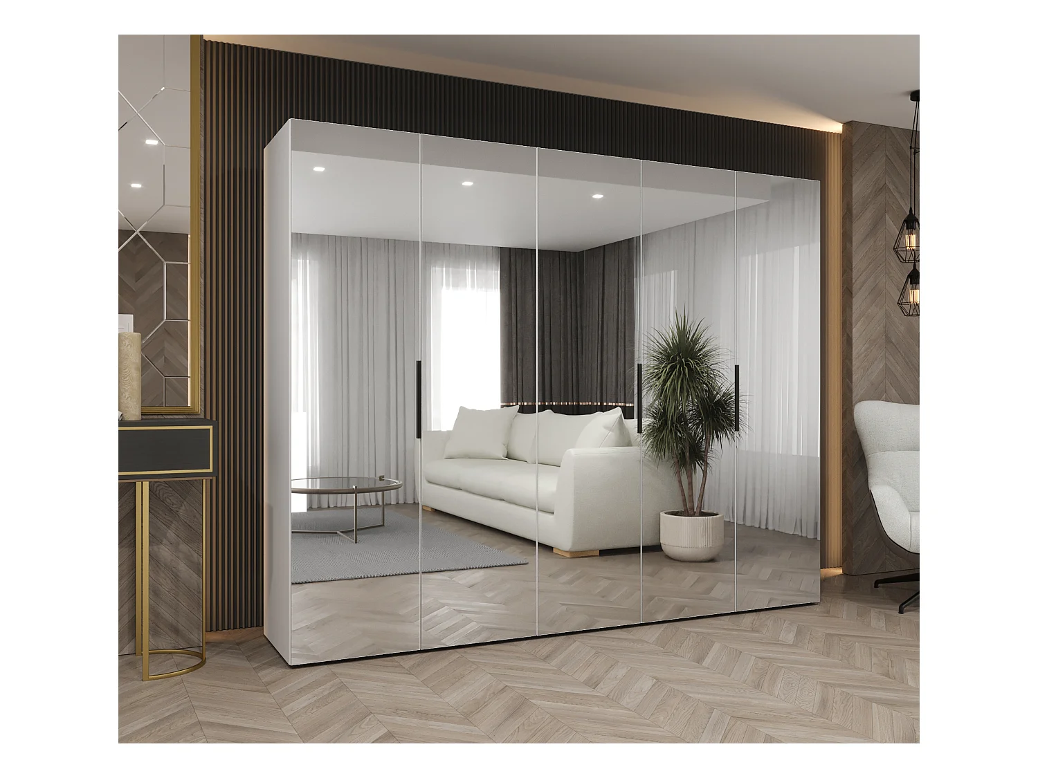 Draaideurkast Marbella 3 202/250/52 5-deurs  (wit/zwart)