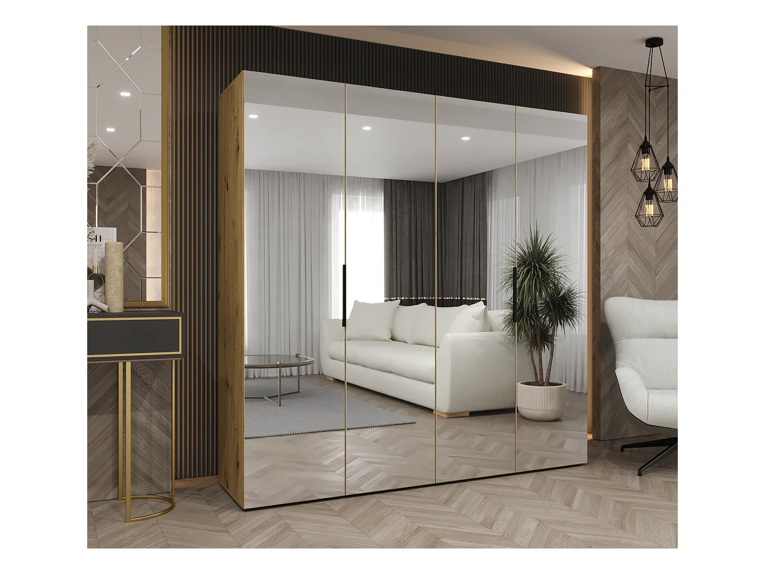 Armario Marbella 3 con puertas batientes  202/200/52 4 puertas (artisan/negro)