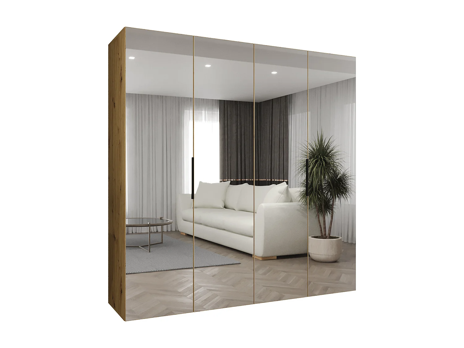 Armoire à portes battantes Marbella 3 202/200/52 4 portes (artisan/noir)