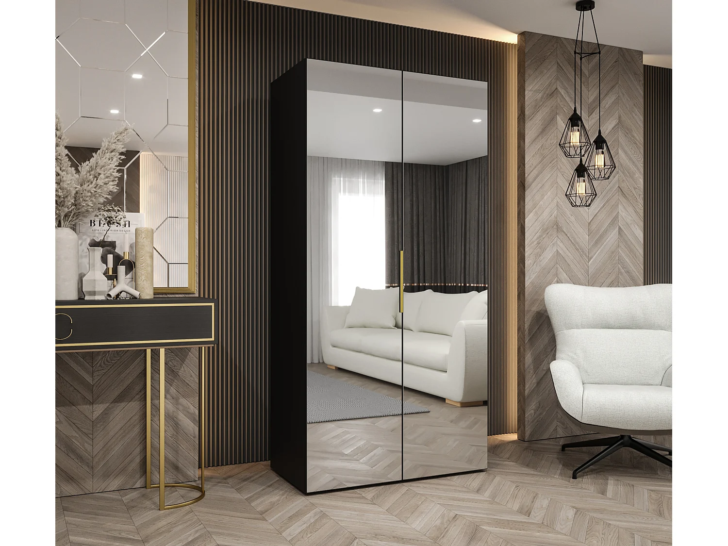 Draaideurkast Marbella 3 202/100/52 2-deurs (wit/goud)