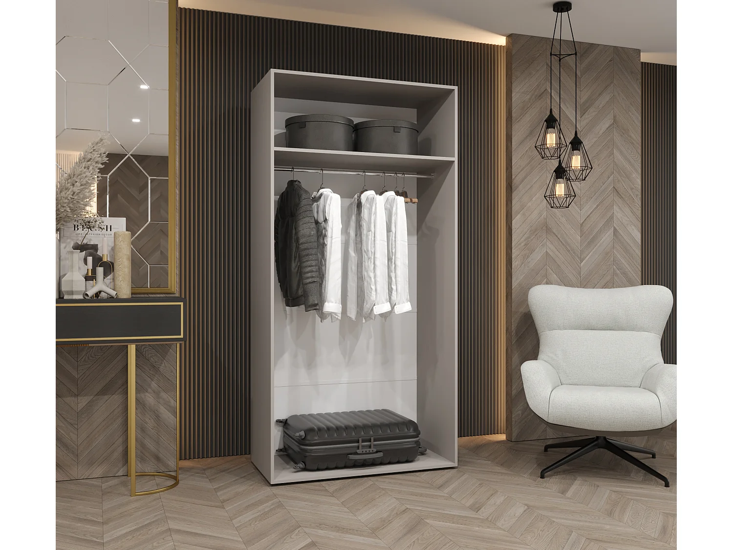 Armoire à portes battantes Marbella 3 202/100/52 2 portes (blanc/noir)