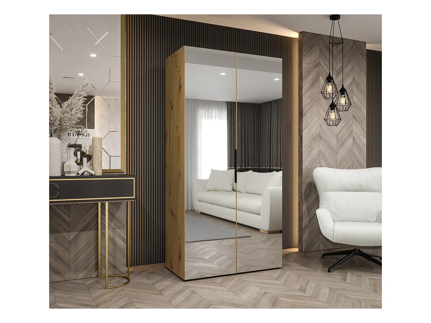 Armoire à portes battantes Marbella 3 202/100/52 2 portes (artisan/noir)