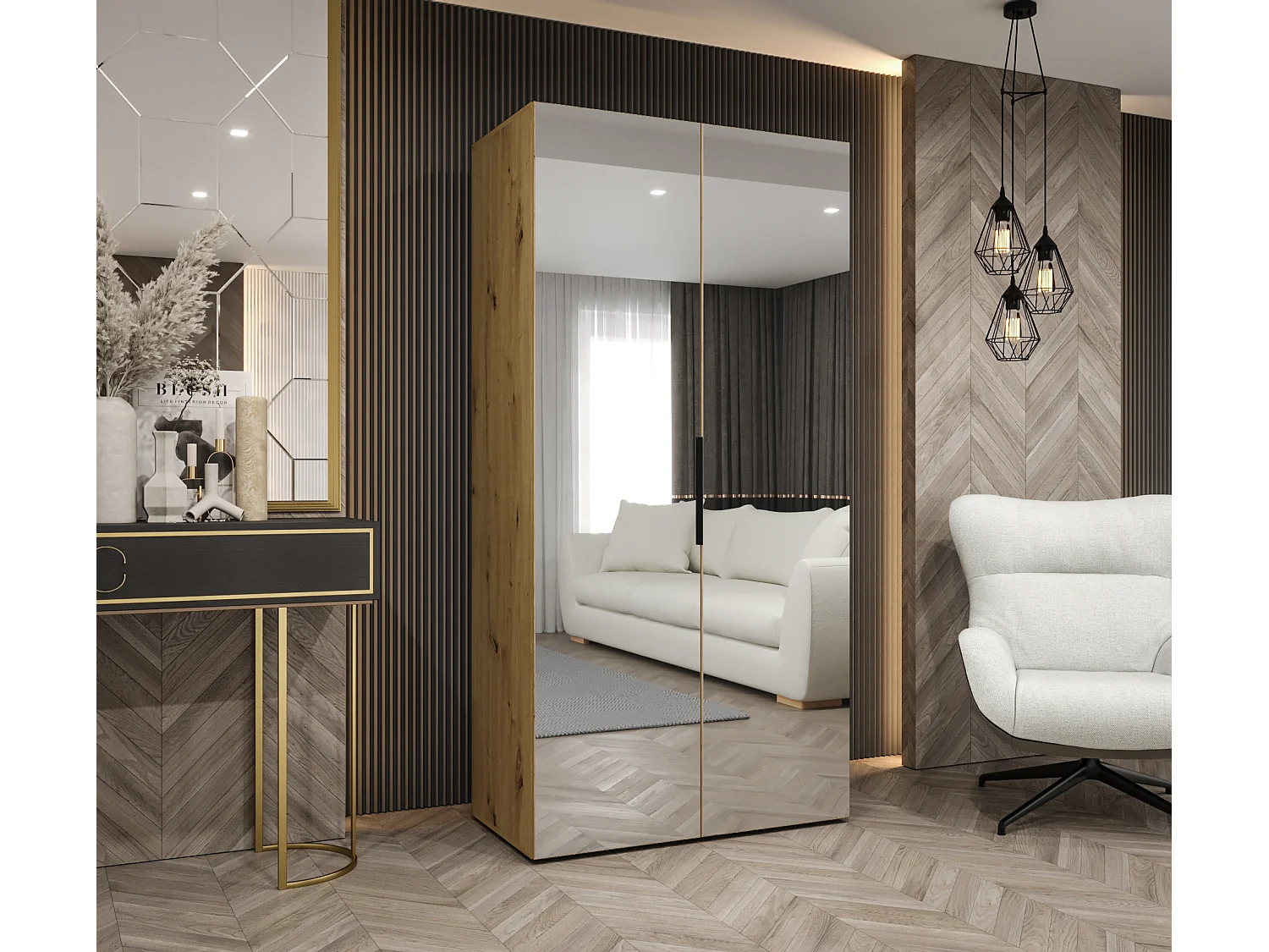 Drehtürenschrank Marbella 3 202/100/52 2-türig (Artisan Eiche|Schwarz)