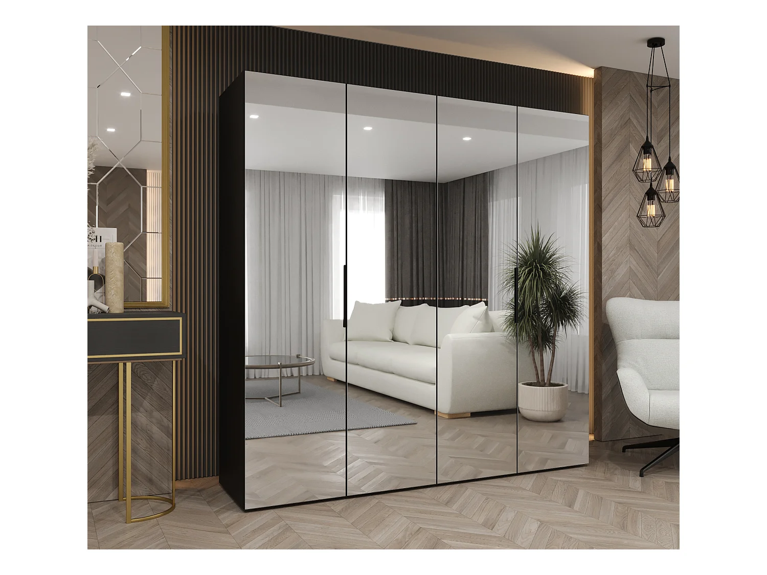 Armoire à portes battantes Marbella 3 202/200/52 4 portes (noir/noir)