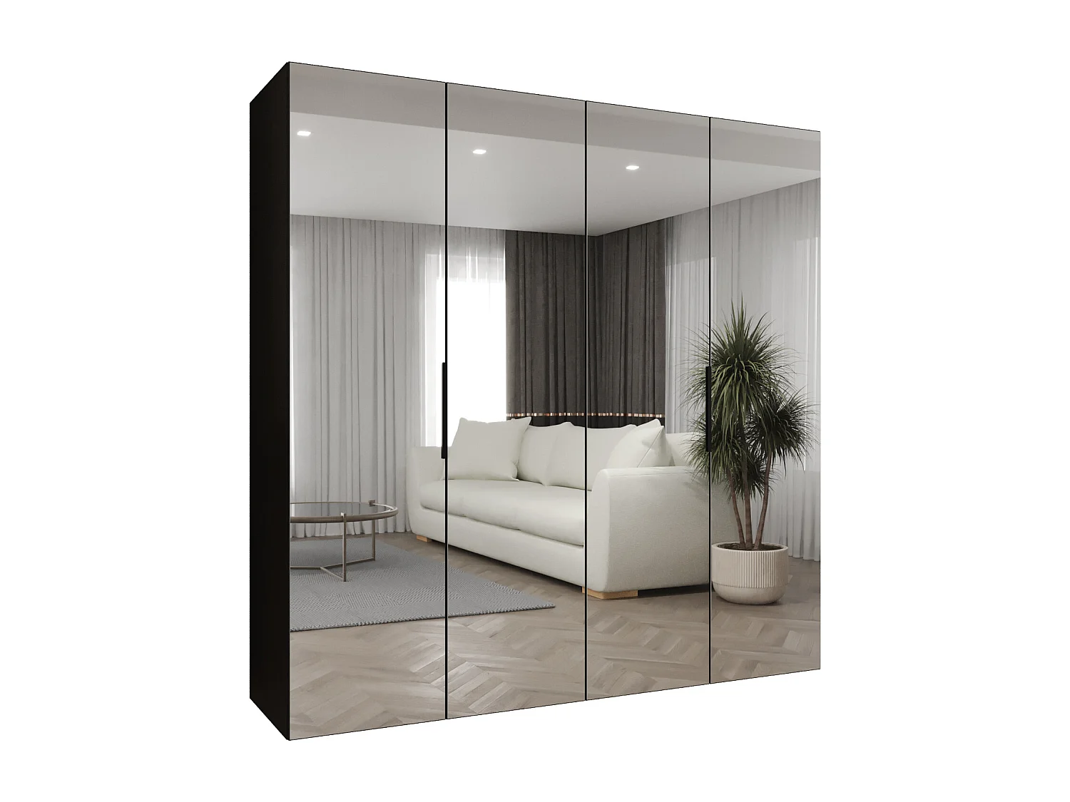 Armoire à portes battantes Marbella 3 202/200/52 4 portes (noir/noir)