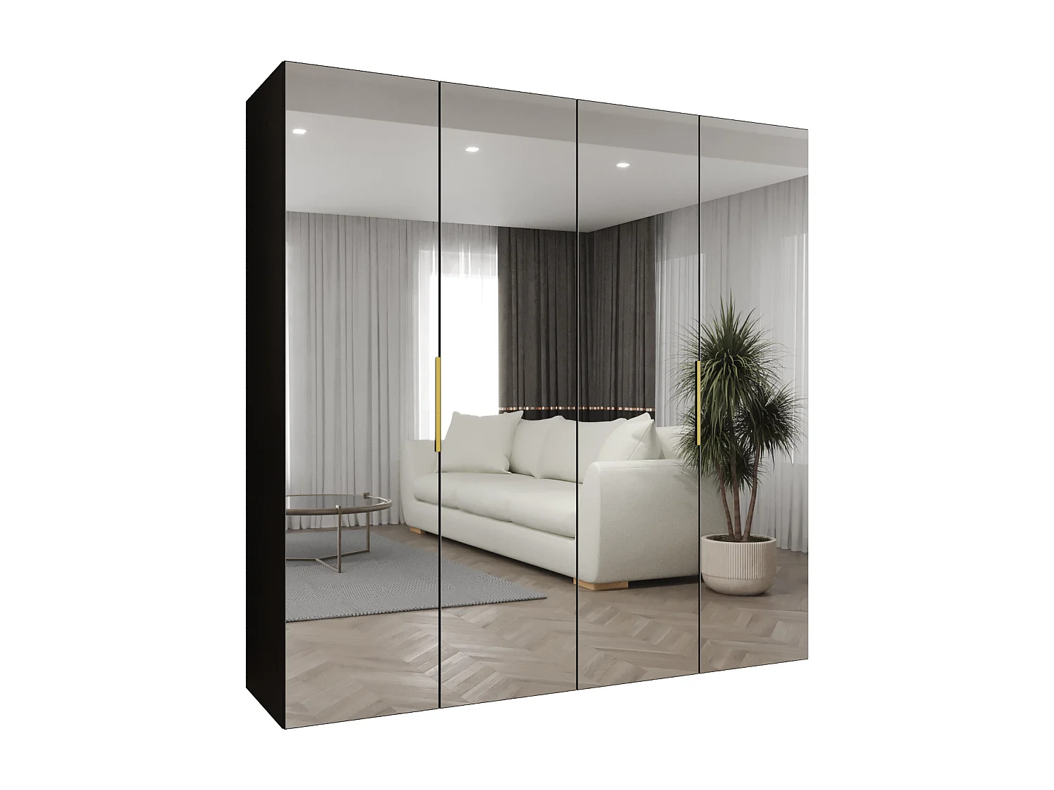 Armoire à portes battantes Marbella 3 202/200/52 4 portes (noir/doré)