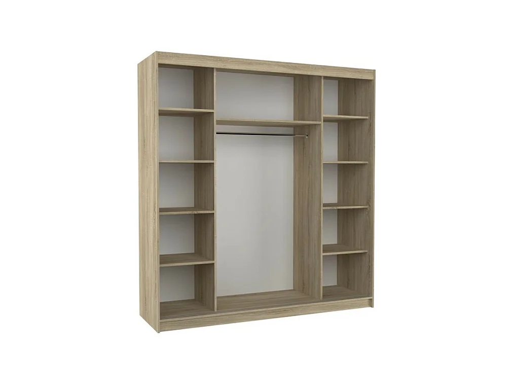 Kleiderschrank Ella (200cm)/Schiebetüren/Spiegel/Schwarz
