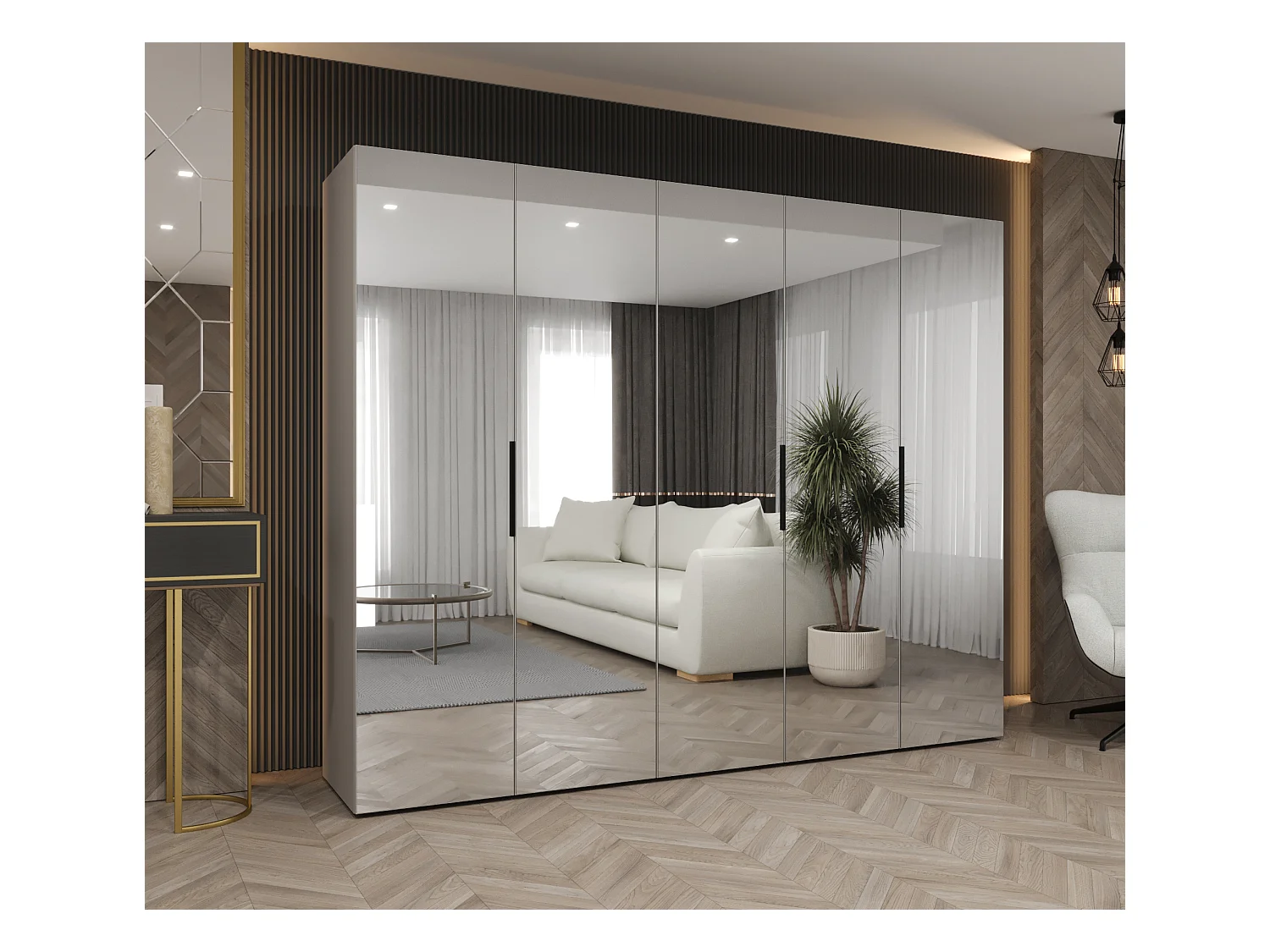 Armoire à portes battantes Marbella 3 202/250/52 5 portes (cachemire/noir)