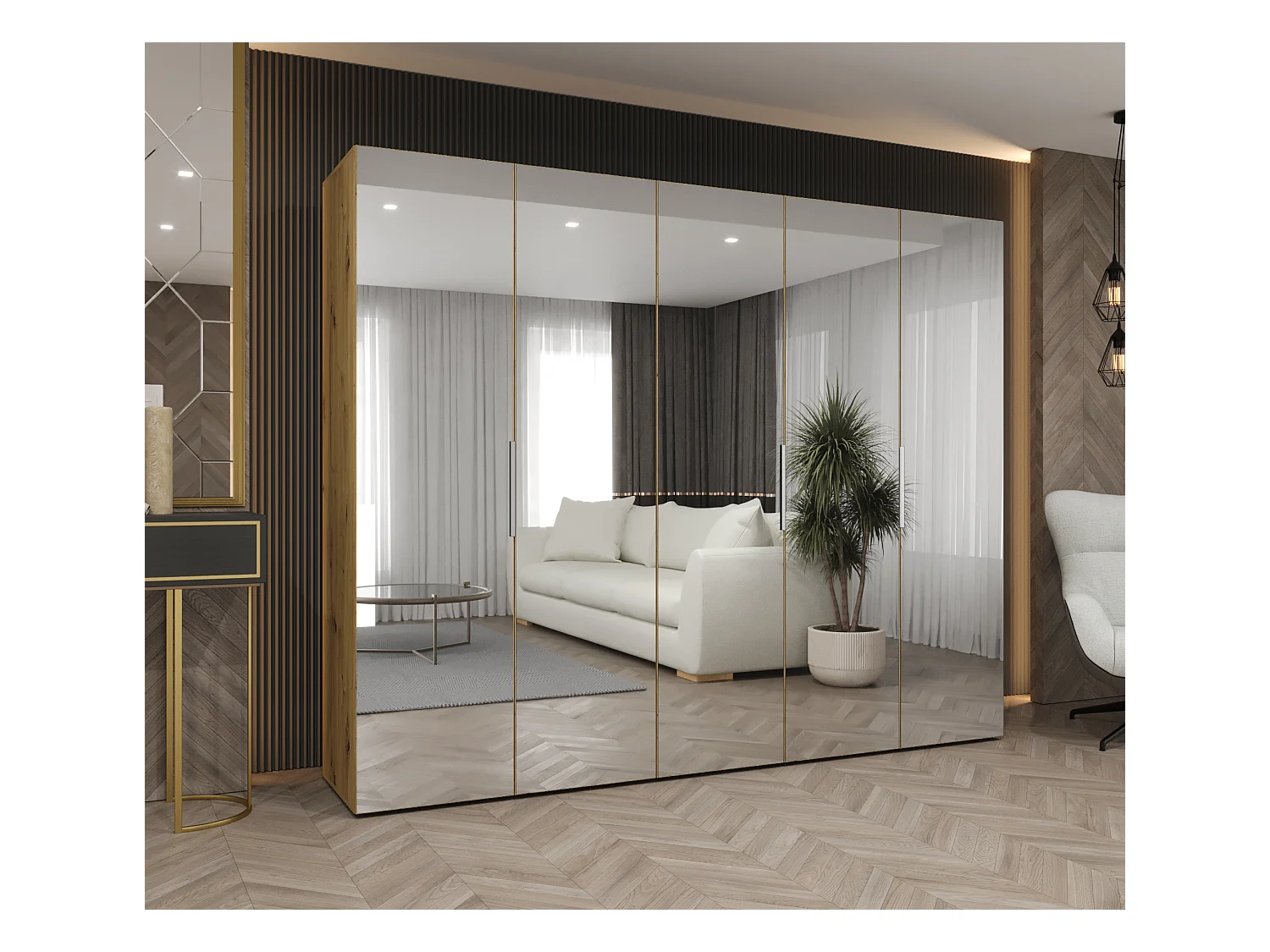 Armoire à portes battantes Marbella 3 202/250/52 5 portes (artisan/cacemire)