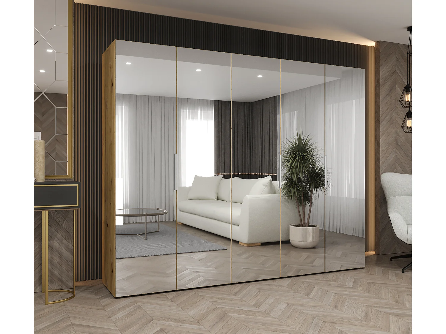 Armoire à portes battantes Marbella 3 202/250/52 5 portes (artisan/cacemire)