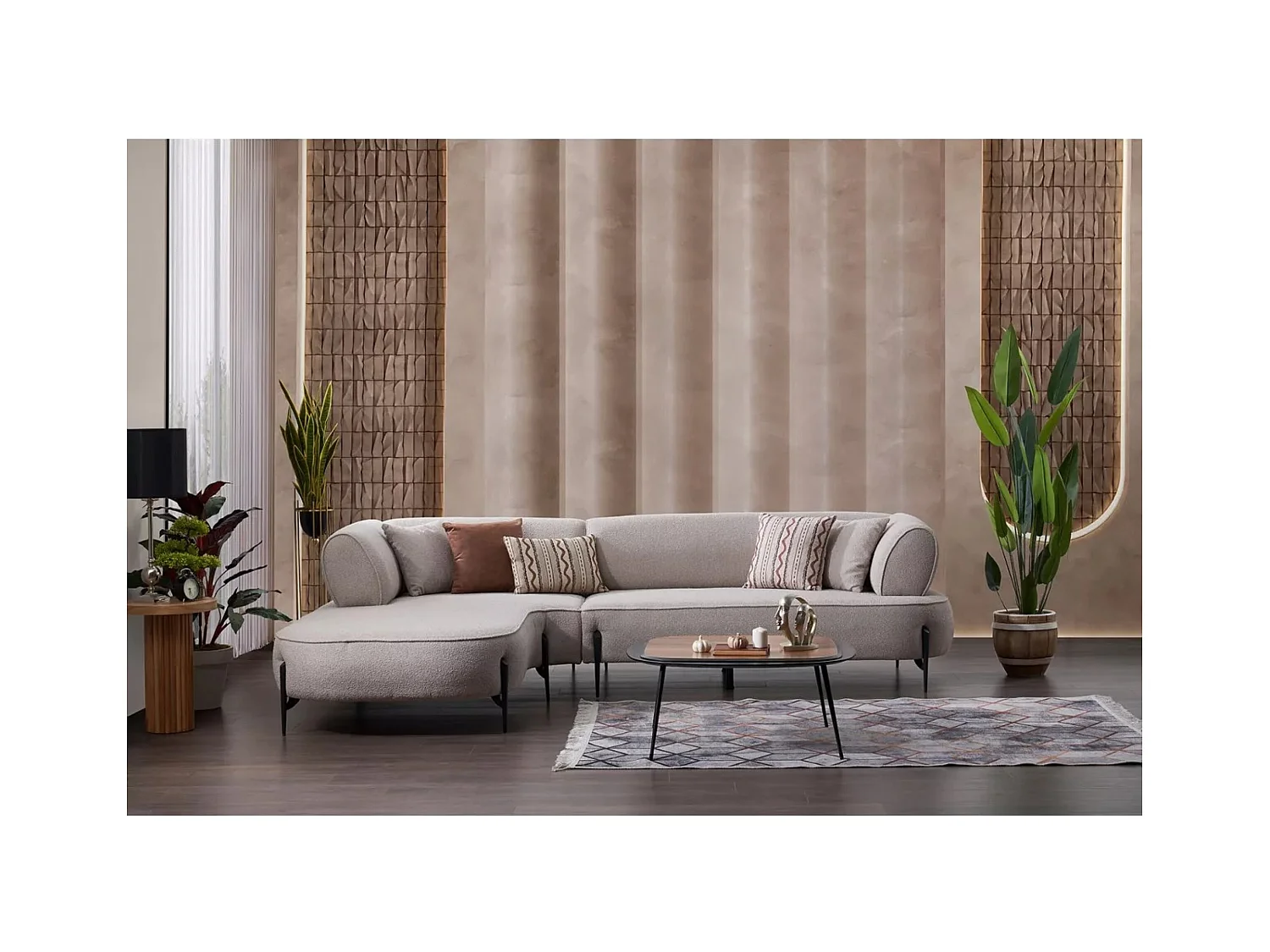 Divano d'angolo Pirlo L/rivestimento in tessut/Grigio