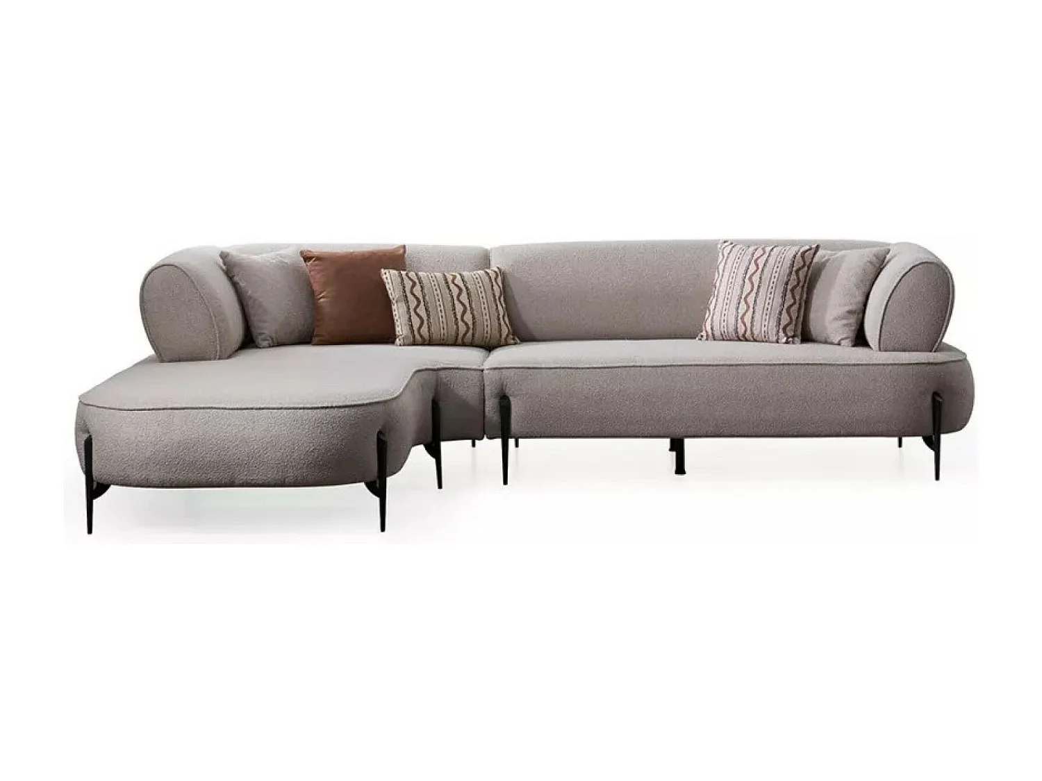 Divano d'angolo Pirlo L/rivestimento in tessut/Grigio